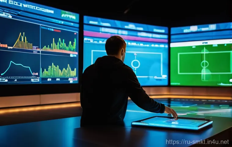 스포츠마케팅에서의 디지털 전환 사례 - **Prompt:** A vibrant scene capturing the excitement of Russian sports fans engaging with digital pl...