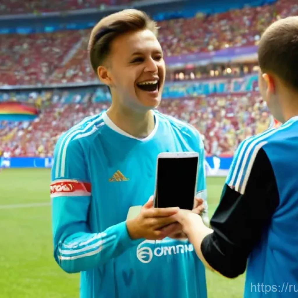 스포츠마케팅과 디지털 마케팅 협력 사례 - **Prompt 1: Dynamic Fan Engagement at a Russian Football Match**
    "A vibrant scene inside a moder...