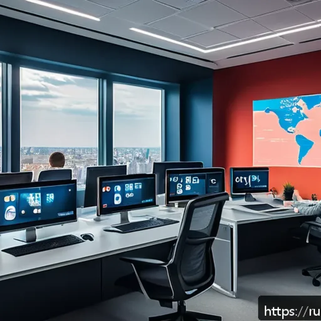 스포츠마케팅 직무의 진로 설계 - A dynamic scene of a sports marketing team in a modern office environment in Russia, analyzing digit...
