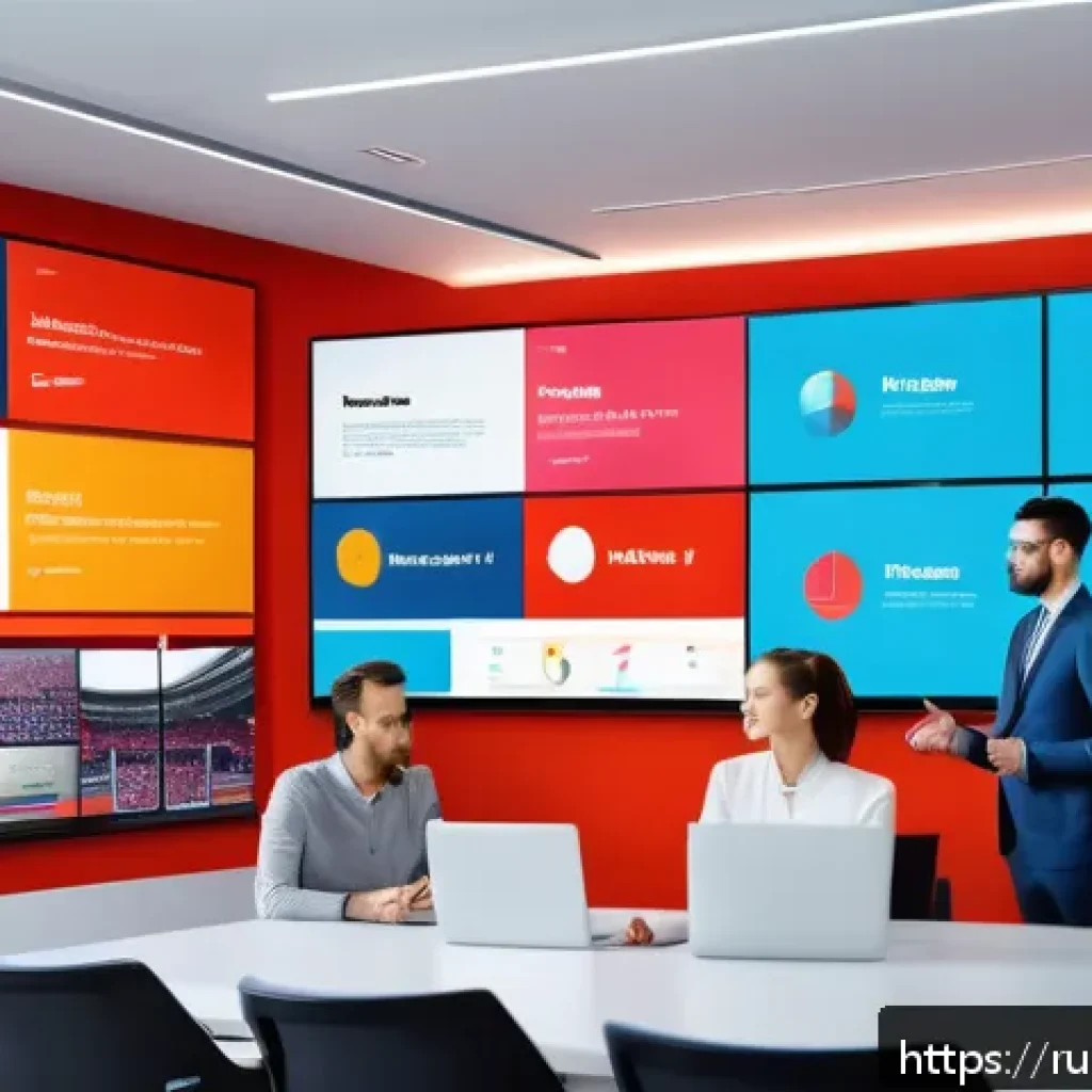 스포츠마케팅 직무에서의 프레젠테이션 준비 팁 - A dynamic sports marketing presentation scene featuring a diverse group of attentive adults in a mod...