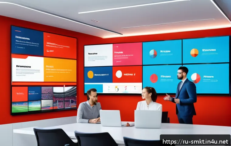 스포츠마케팅 직무에서의 프레젠테이션 준비 팁 - A dynamic sports marketing presentation scene featuring a diverse group of attentive adults in a mod...