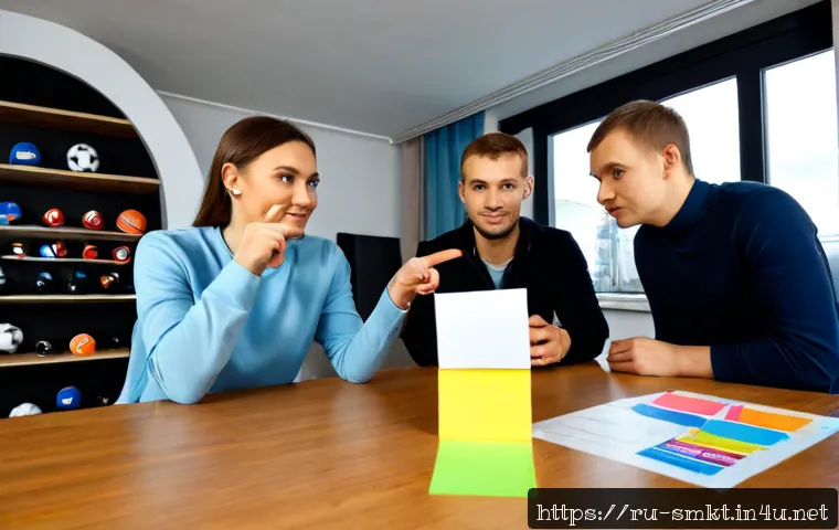 Home 17 스포츠마케팅에서의 창의적 문제 해결 방법 - Photorealistic sports marketing strategy workshop in a modern Moscow creative studio, diverse Russia...